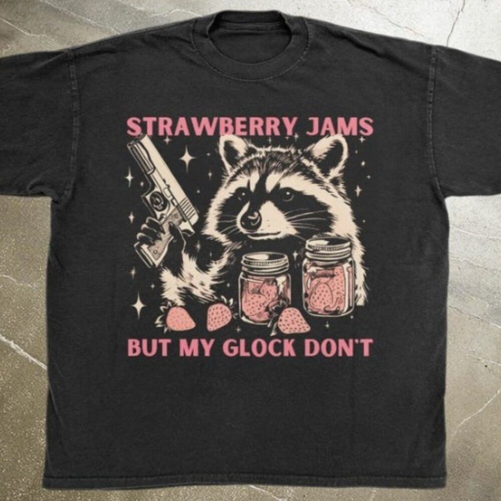 Animal Meme, Strawberry Jams Glock, Humor Tee